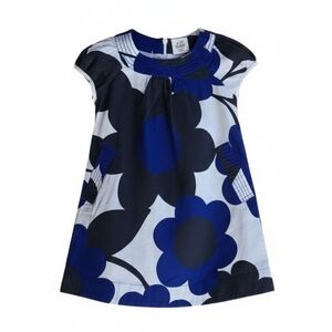 Mini Boden Floral Cotton Dress Black Blue White 18 24 Months